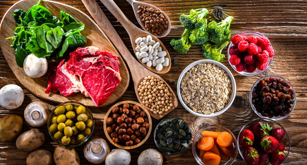 Composition with food products rich in iron