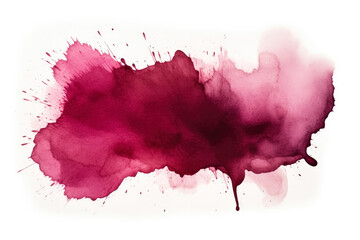 Realistic watercolor grunge brush creates dark red wine stain 