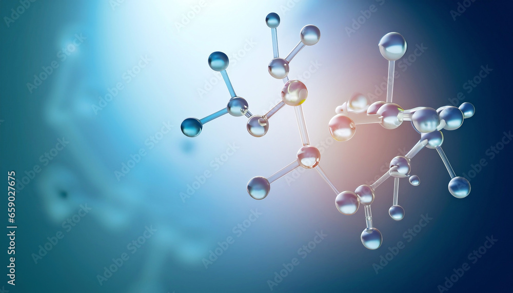 Aufkleber science background with molecula and atom model. abstract molecular structure.