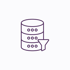 Database Filter Data and Data Analysis Icon - Database Management and Filtering Symbol for Data Sorting and Query - Vector Illustration for Filtered Database and Data Analytics