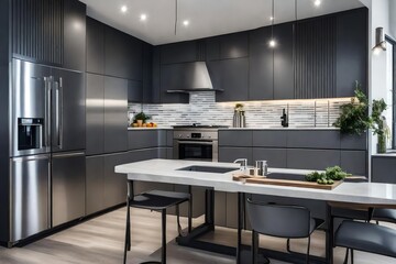modern kitchen in gray  style.