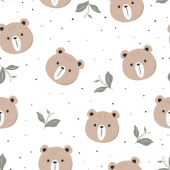 vector cute bear seamless pattern for textile background