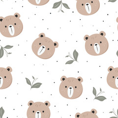 Obraz premium vector cute bear seamless pattern for textile background