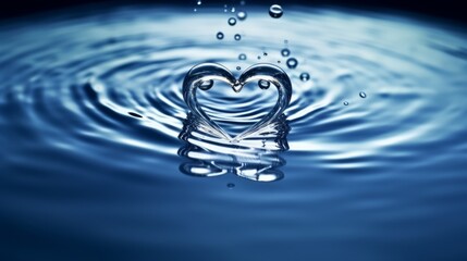 Water hearts. Water rings in form of heart. Water waves. Love nature. Pure Water.