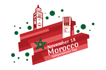 November 18. Independence Day of Morocco vector illustration. Suitable for greeting card, poster and banner.