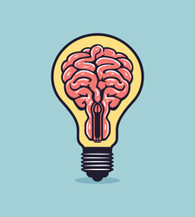 creative brain bulb lamp logo icon and business design . lamp Logo Design Colorful . Idea creative light bulb logo . Bulb digital logo technology Idea