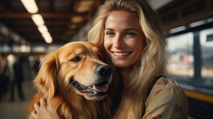 woman with lovely dog