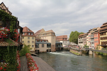 Naklejka na ściany i meble Covered Bridges and river Ill in Strasbourg