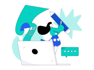 Invite friends to conduct questionnaire flat vector concept operation hand drawn illustration