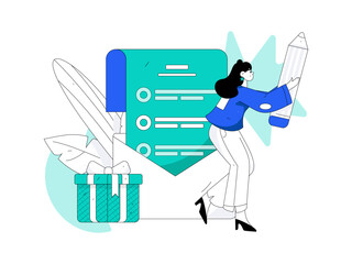 Invite friends to conduct questionnaire flat vector concept operation hand drawn illustration