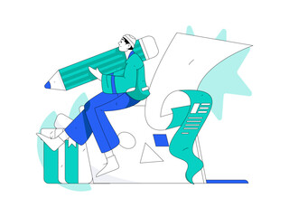 Invite friends to conduct questionnaire flat vector concept operation hand drawn illustration