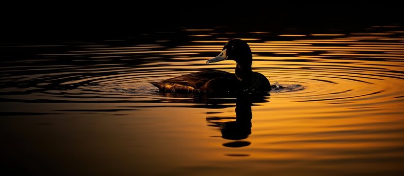 Duck shape and mirror image on water