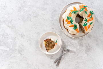 Carrot bundt cake with cream cheese frosting