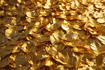 Golden autumn leaves. Background. Generative AI.