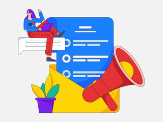 Invite friends to conduct questionnaire flat vector concept operation hand drawn illustration