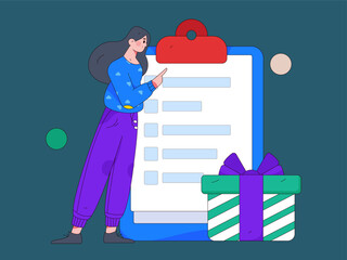 Invite friends to conduct questionnaire flat vector concept operation hand drawn illustration