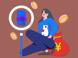 Holiday shopping people doing e-commerce online shopping flat vector concept operation hand drawn illustration
