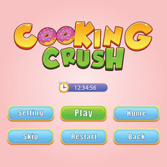 Cooking Crush Game title and game buttons