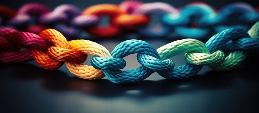 The idea of teamwork and cooperation in business represented by diverse groups connected as ropes