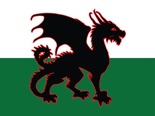 Welsh Flag Colors With Dragon
