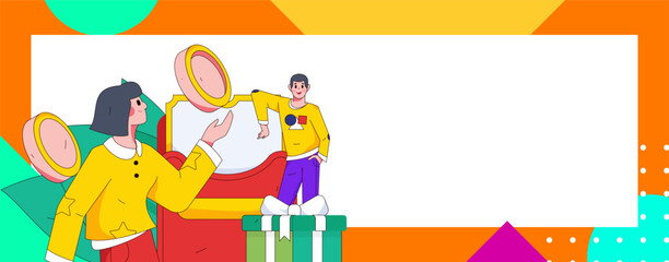 Holiday shopping people doing e-commerce online shopping flat vector concept operation hand drawn illustration
