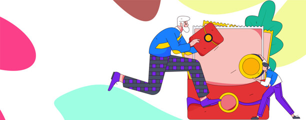 Holiday shopping people doing e-commerce online shopping flat vector concept operation hand drawn illustration
