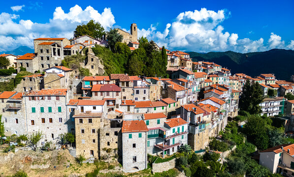 Aerial view of the Bajardo, Liguria, Italy