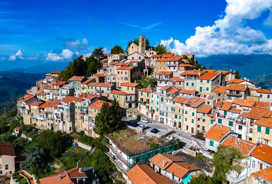 Aerial view of the Bajardo, Liguria, Italy