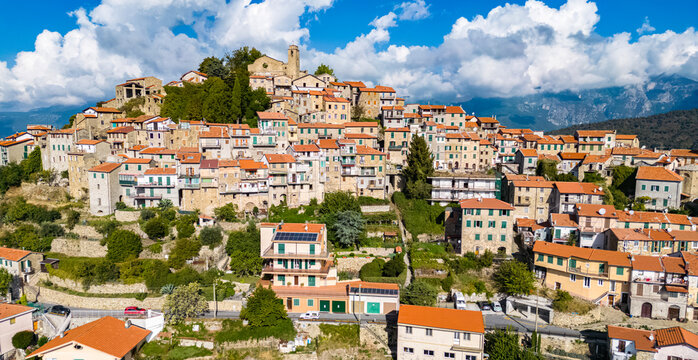 Aerial view of the Bajardo, Liguria, Italy