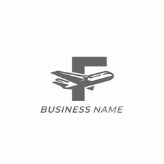 logo design creative letter F and airplane