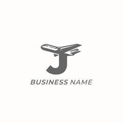 design logo combine letter J and fly plane