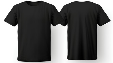 Blank black tshirt with front and back isolated background