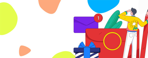 Holiday shopping people doing e-commerce online shopping flat vector concept operation hand drawn illustration
