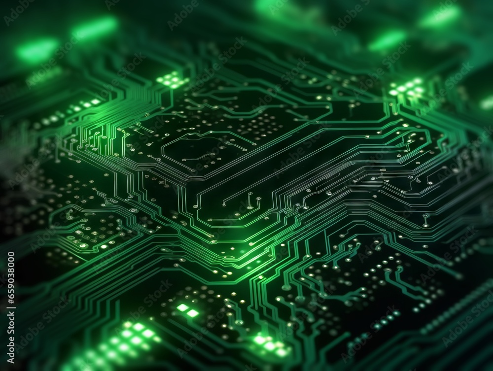 Aufkleber Circuit board background. Electronic computer hardware technology. Generative AI