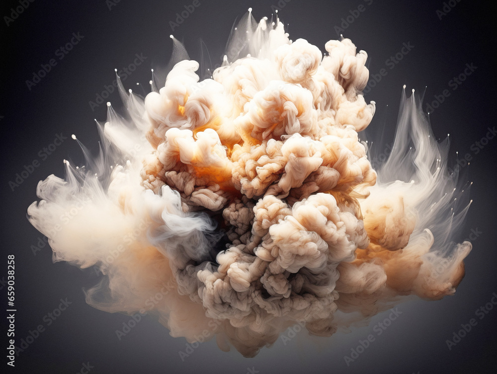Poster explosion of smoke on a dark background. generative ai