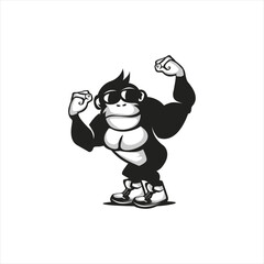 Fototapeta premium cool monkey animals silhouette logo vector