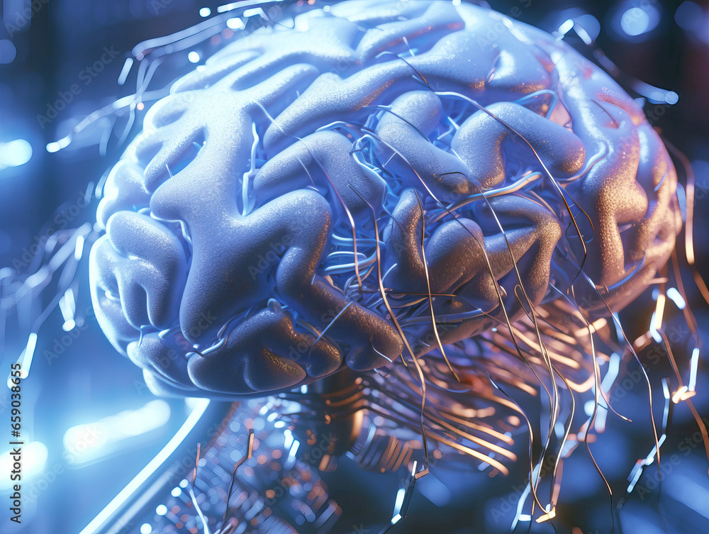 Poster human brain background. neural network concept. generative ai