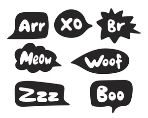 Set of speech bubbles. vector black speech bubbles. Cartoon balloon word design.