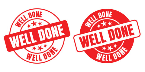 WELL DONE rounded vector symbol set on white background