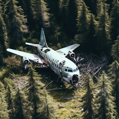 Fototapeta premium Forgotten Wings: An Abandoned Plane in the Wilderness