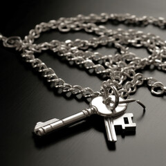 Keys on a chain silver background jingling sound 
 - obrazy, fototapety, plakaty