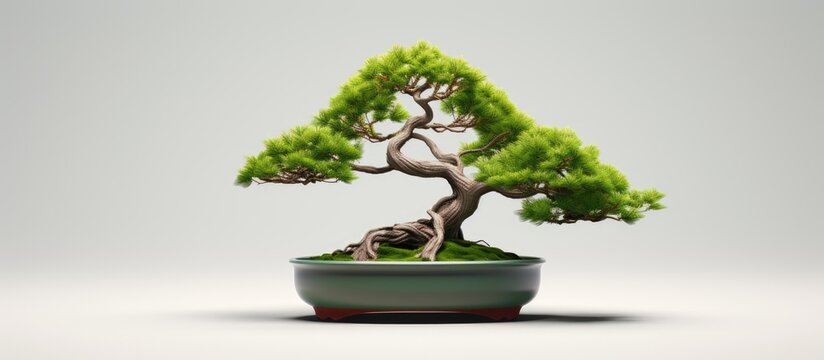 Well formed Asian botanical illustration of a fresh bonsai tree