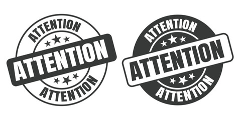 Attention rounded vector symbol set on white background