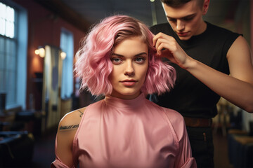 Fototapeta premium girl at the hairdresser
