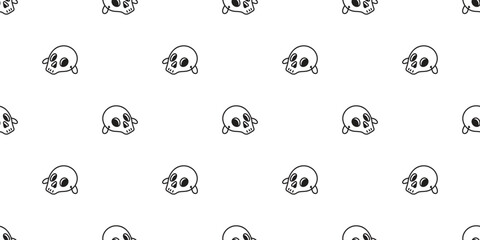 skull seamless pattern Halloween mask ghost spooky bone vector cartoon doodle gift wrapping paper tile background repeat wallpaper scarf isolated devil evil illustration design