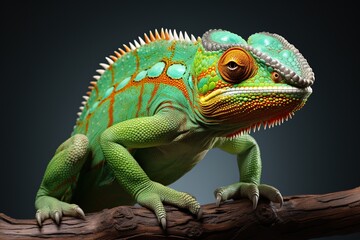 green iguana on a branch