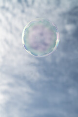 soap bubbles on blue sky background