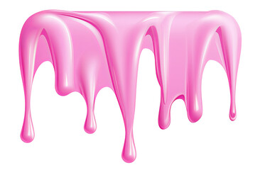 Flowing sweet pink candy glaze, abstract dripping pink illustration isolated on transparent background PNG
