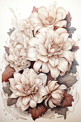 Blossoming Beauty: A Floral Fountain Illustration