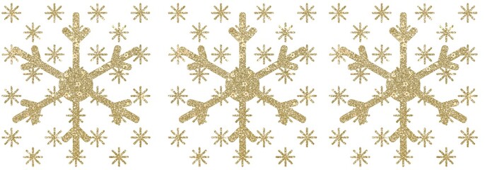 seamless pattern with golden SNOWFLAKES. Holiday, Christmas, New Year background. Horizontally banner.